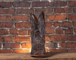 Chocolate Sanded Caiman Saddle Comfort Boot