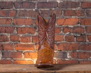 Cognac/Tan Ostrich Boot on a Leather Sole