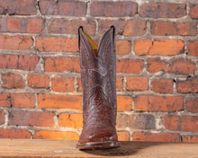 Tobacco Full Quill Ostrich Boot on a Rom Sole