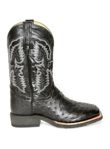 Black Full Quill Ostrich with Oil Resistant Comfort Sole