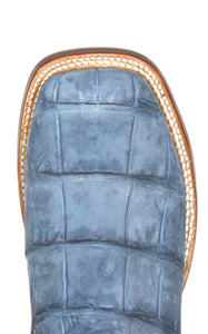 Distressed Denim Blue American Alligator Comfort Boot