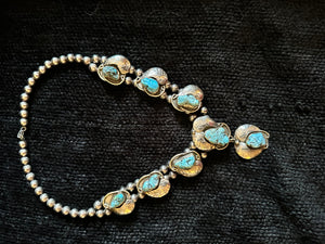 Antique Silver Necklace with Turquoise Stones